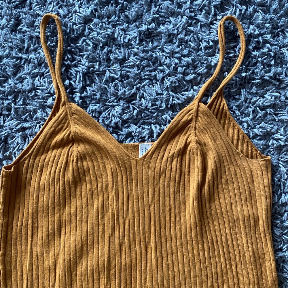 Meadow Rue Mustard Ribbed Tank Top - Picture 2 of 10